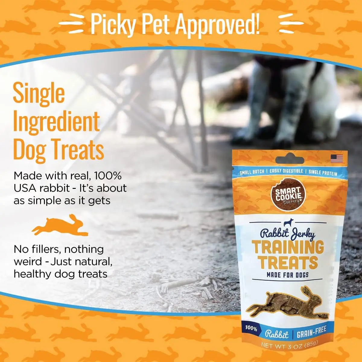 Smart Cookie All - Natural Hypoallergenic and Healthy Rabbit Jerky Dog Treats for Training and Snacking