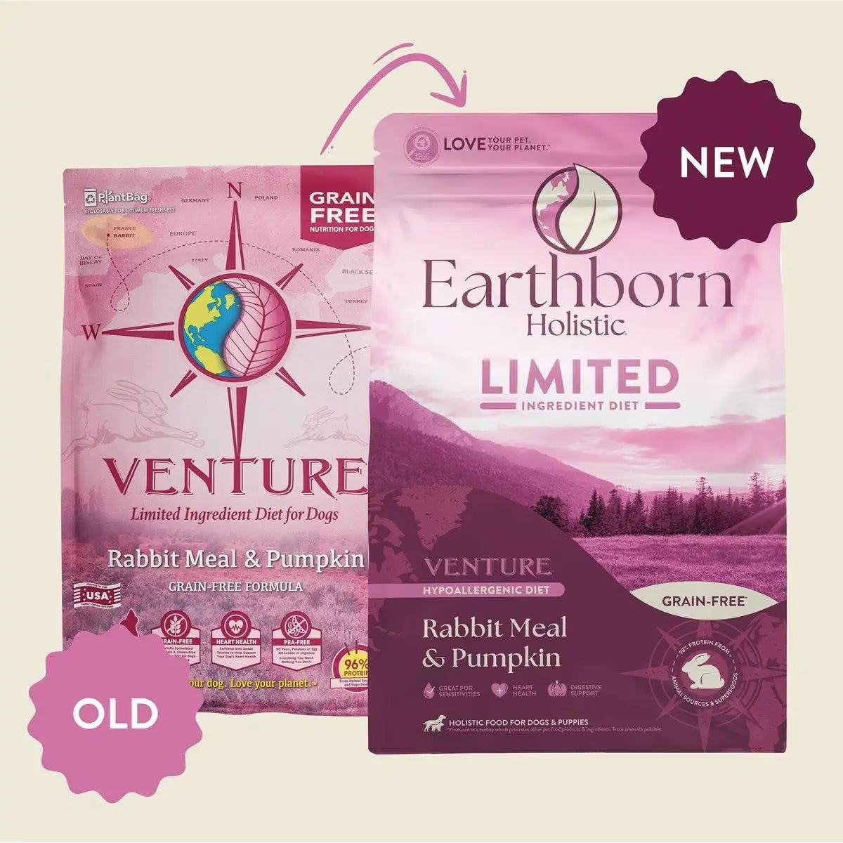 Earthborn Holistic Grain-Free Limited Ingredient Dry Dog Food with Rabbit Meal & Pumpkin
