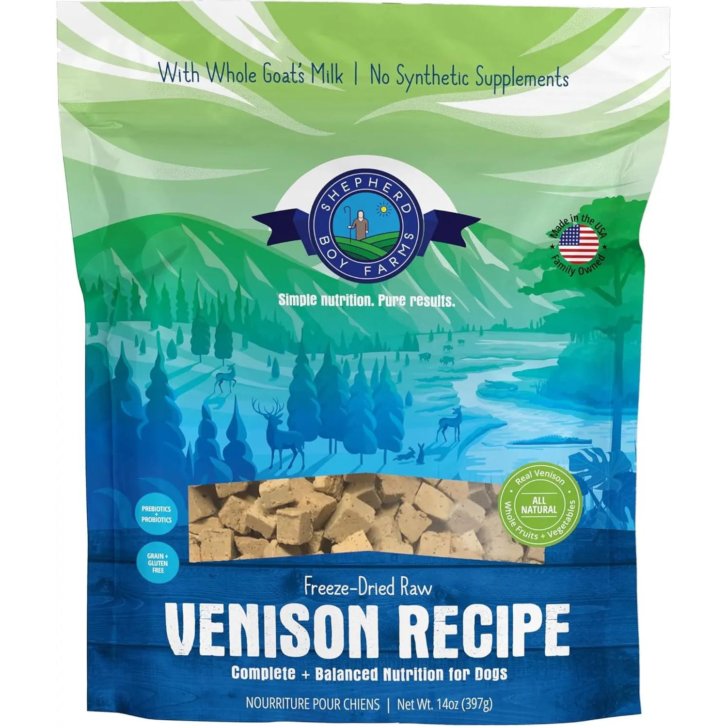 Shepherd Boy Farms 14oz Freeze-Dried Venison-Based Recipe Premium Dog Food
