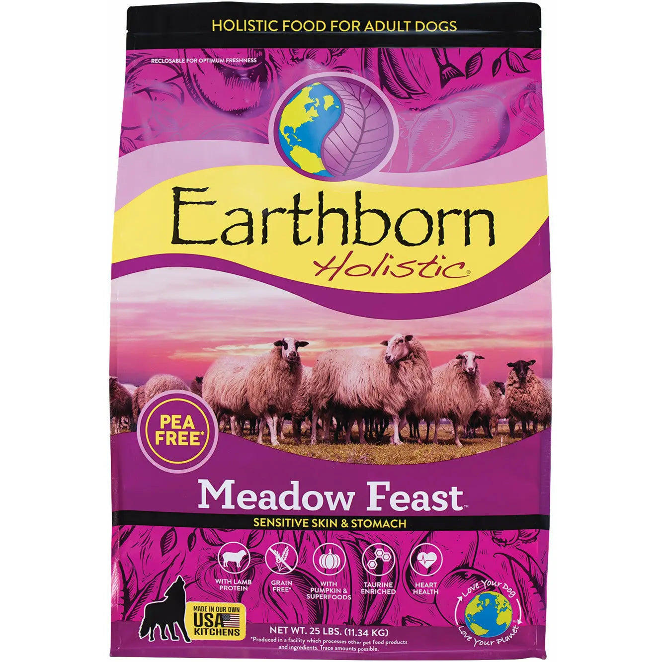 Earthborn Holistic Grain-Free Lamb Meal Dog Food - Meadow Feast for Sensitive Stomachs