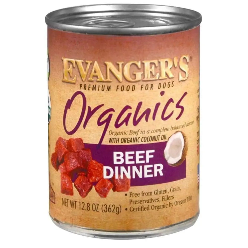 Evanger's Premium Organic Canned Beef Dinner Dog Food - Pack of 12 Cans, Each 12.8 oz