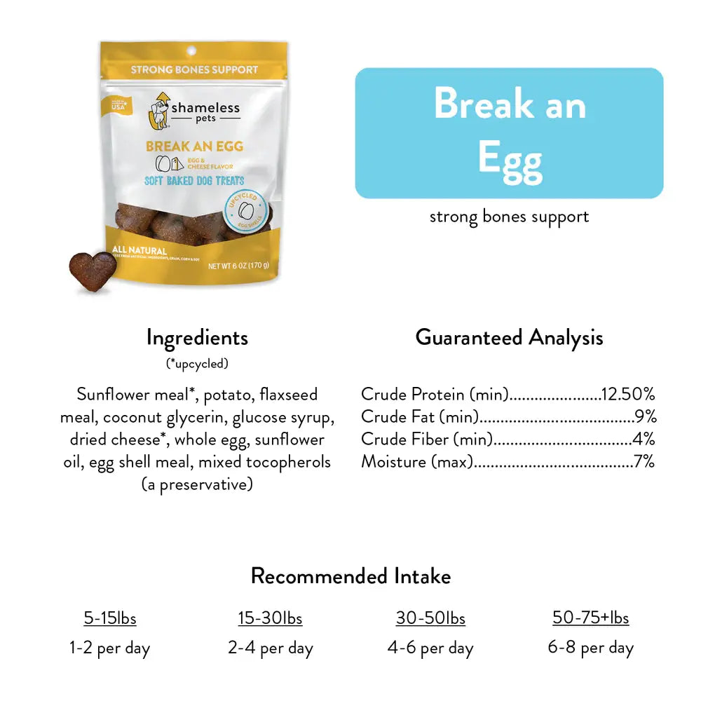 Shameless Pets All - Natural Soft Baked 'Break an Egg' Dog Treats with Added Calcium