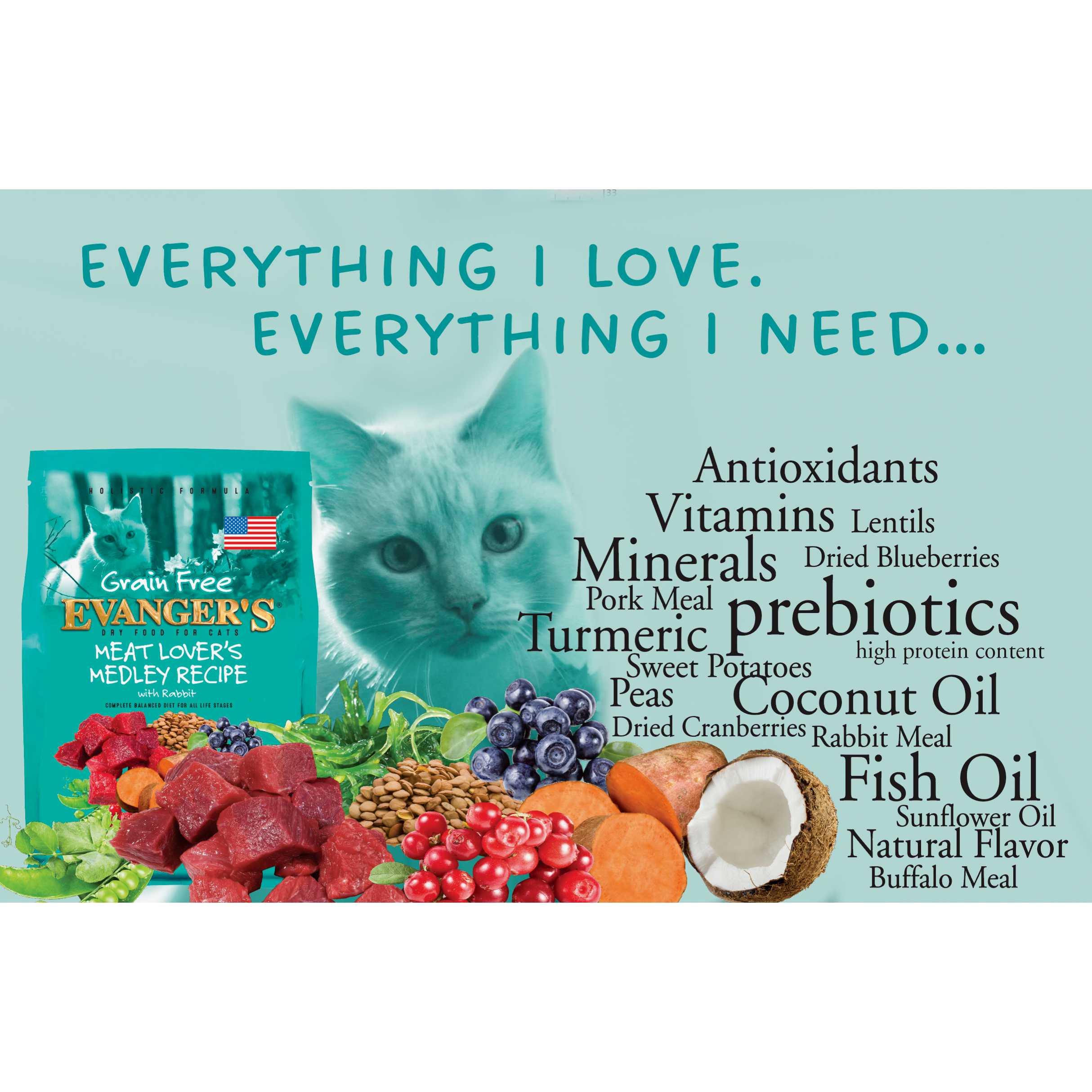 Evanger's 4.4 lb Grain-Free Rabbit Medley Dry Cat Food for Meat Lovers