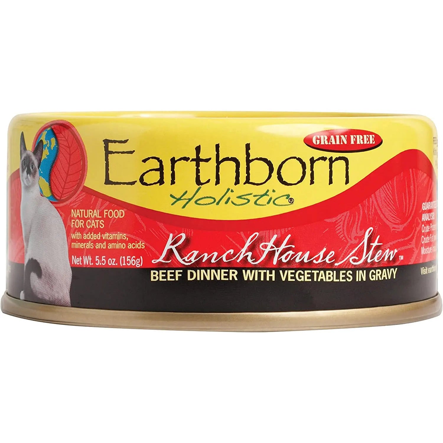 Earthborn Holistic Grain-Free RanchHouse Stew Beef Wet Cat Food, 24 Cans of 5.5 oz