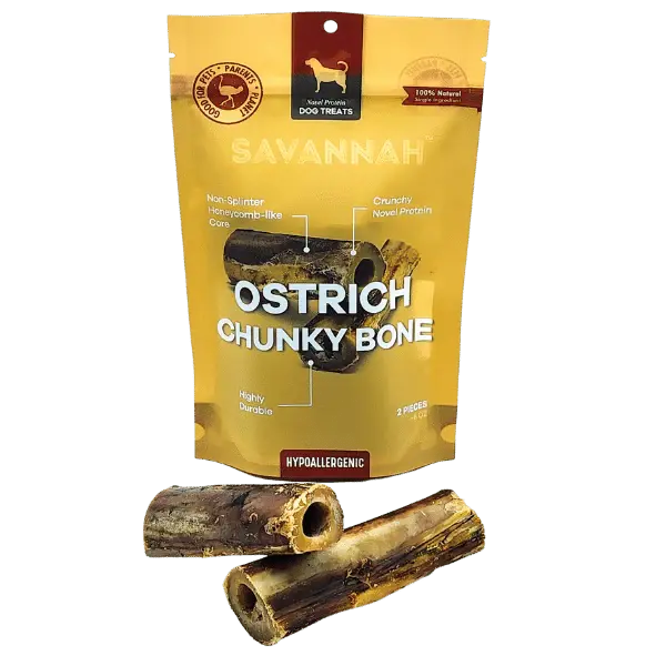 Savannah Allergen - Free Long - lasting Natural Ostrich Chunky Bones for Dogs