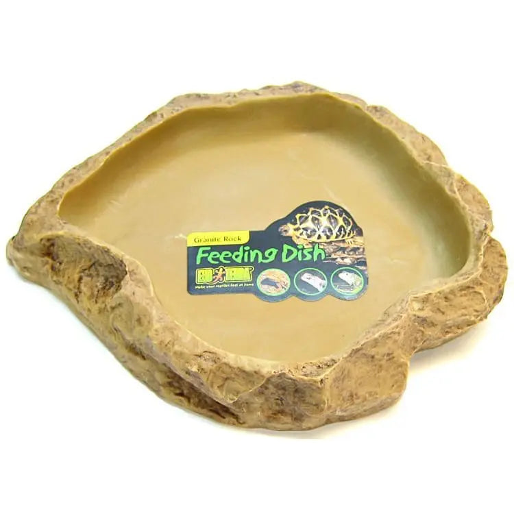 Exo-Terra Reptile Feeding Dish with Realistic Granite Rock Look