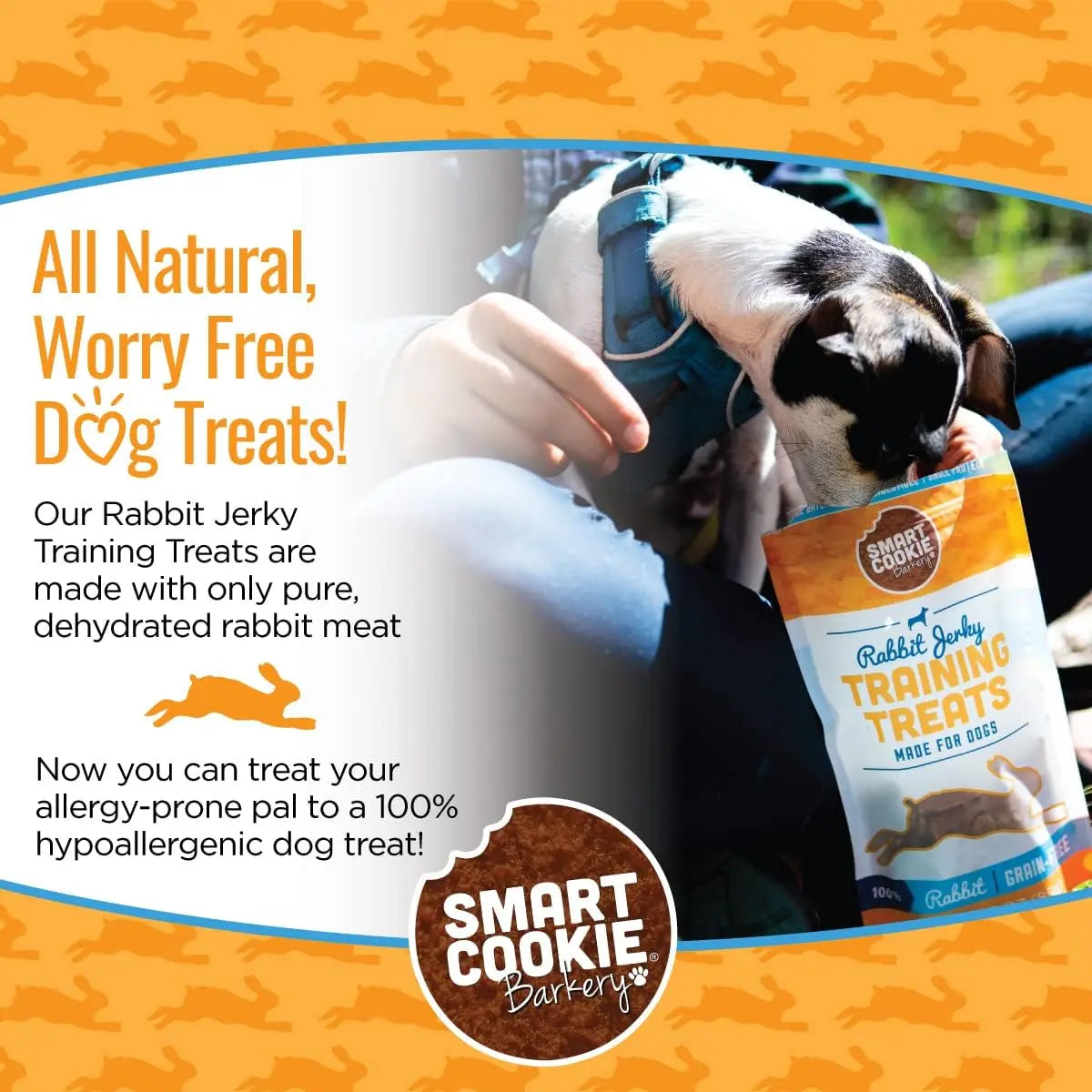 Smart Cookie All - Natural Hypoallergenic and Healthy Rabbit Jerky Dog Treats for Training and Snacking
