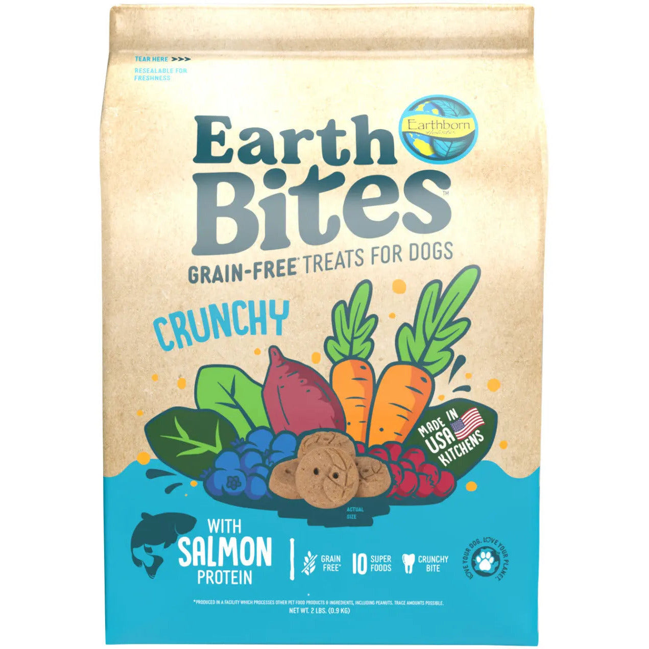Earthborn Holistic EarthBites Premium Crunchy Dog Treats - Grain - Free Salmon Protein Biscuits for Dogs