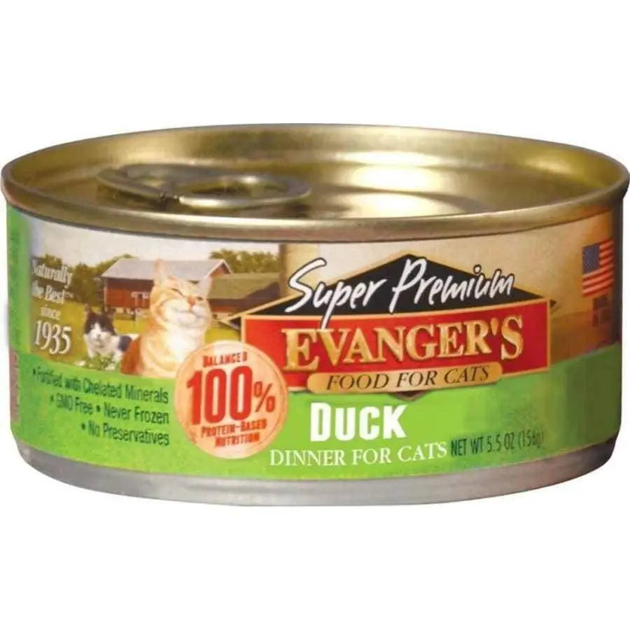 Evanger's Ultra Premium Canned Wet Duck Dinner Cat Food - 24 Cans, Each 5.5 Ounces