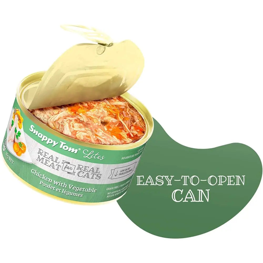 Snappy Tom Lite Canned Cat Food - 24 Cans of 3oz Chicken with Vegetables