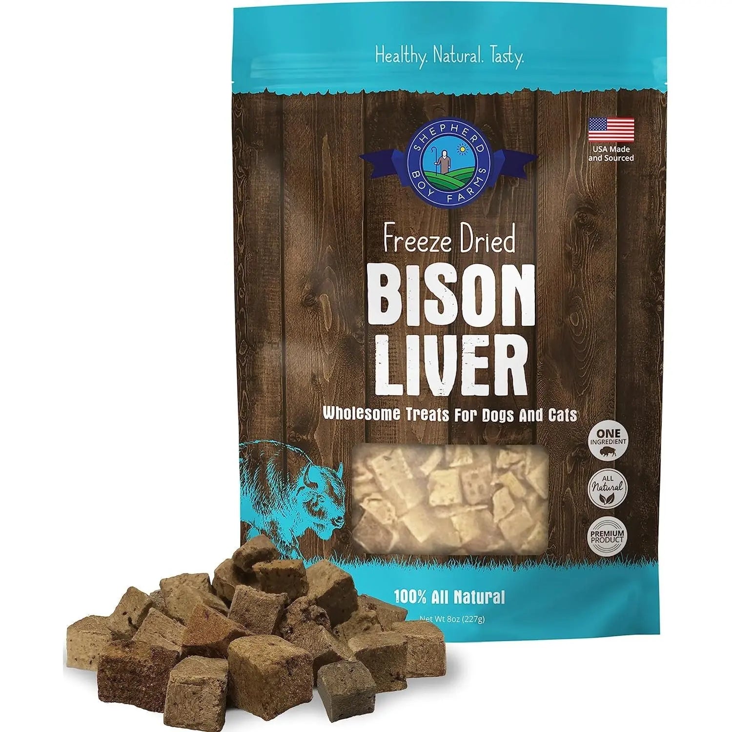 Shepherd Boy Farms Premium Freeze - Dried USA - Sourced Bison Liver Treats for Dogs