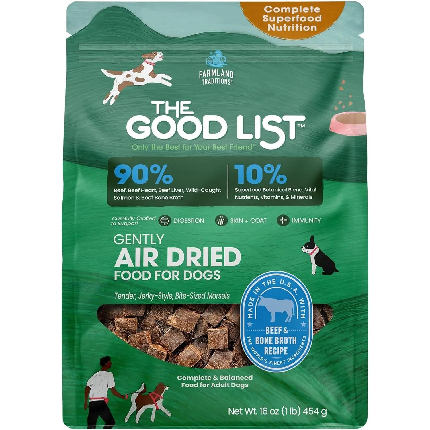 Farmland Traditions The Good List: Air - Dried Beef & Bone Broth Premium Dog Food