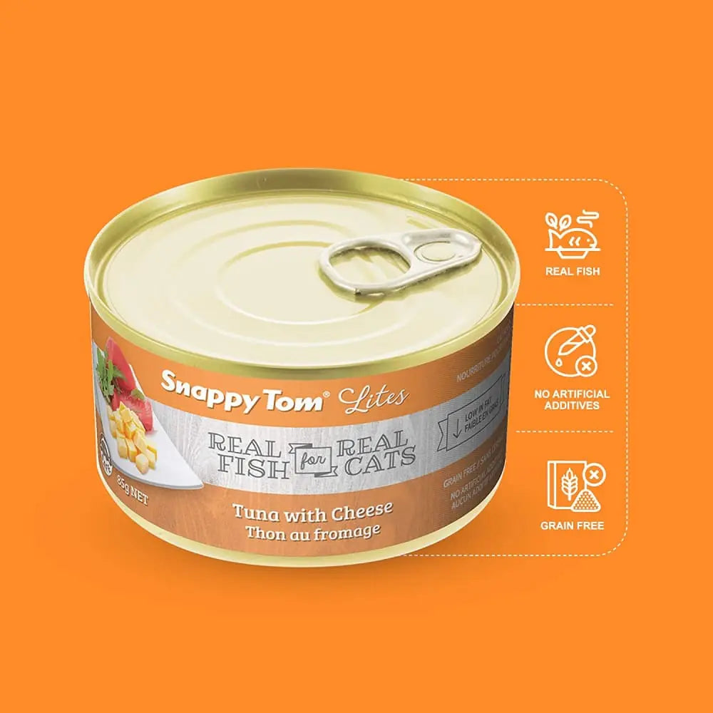 Snappy Tom Low - Calorie Canned Cat Food: Tuna with Cheese
