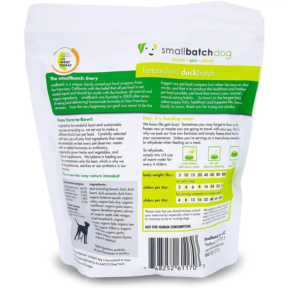 Smallbatch Pets Premium Freeze-Dried Duck Sliders Dog Food, 14oz