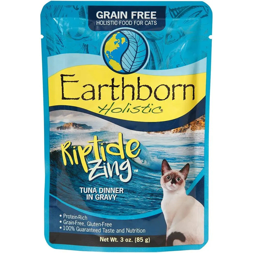 Earthborn Holistic Grain-Free Wet Cat Food - Riptide Zing Tuna Dinner in Gravy, 24 Pouches of 3 Ounces Each