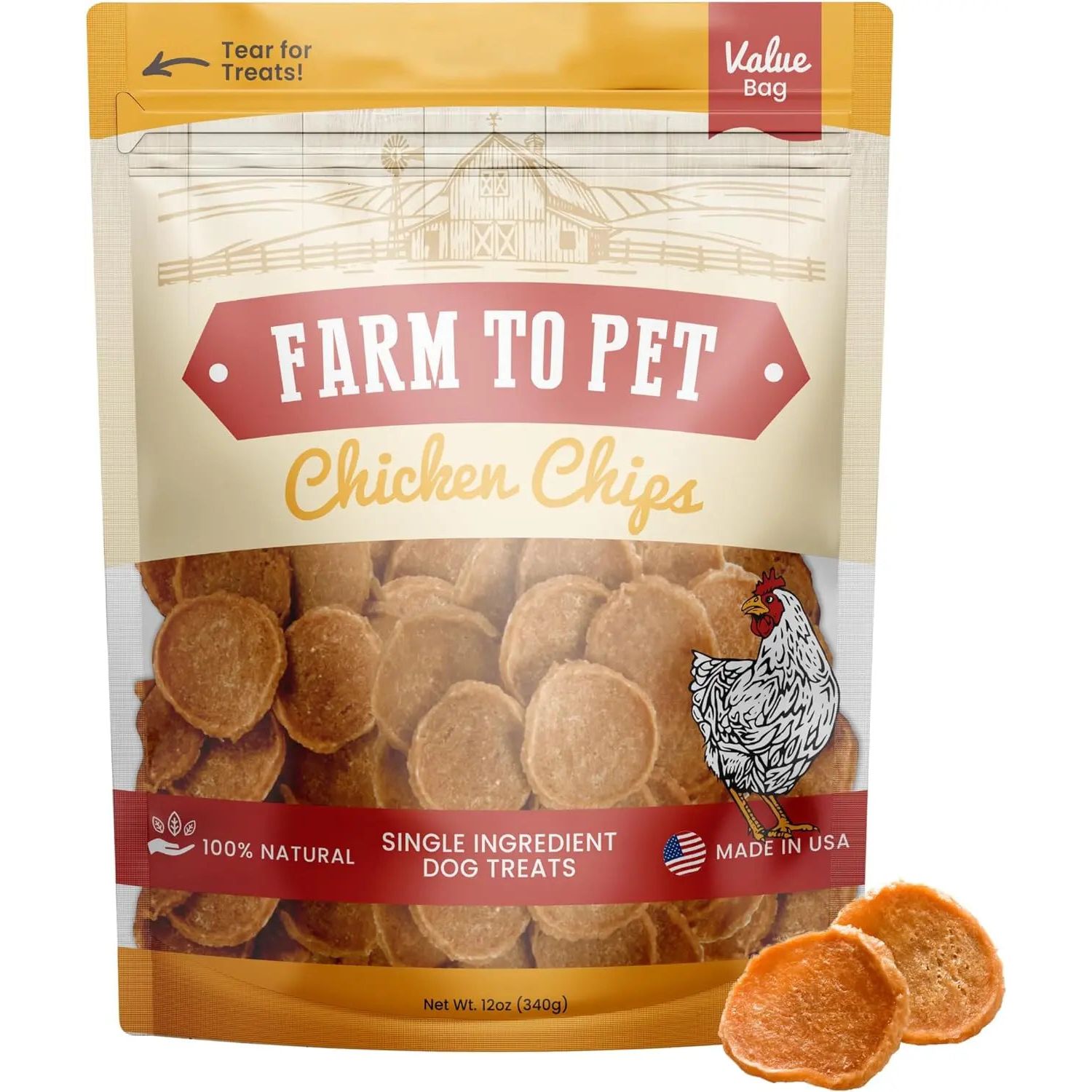 Farm To Pet Single Ingredient Healthy Chicken Chips Dog Treats - Ideal Snack for Canine Companions
