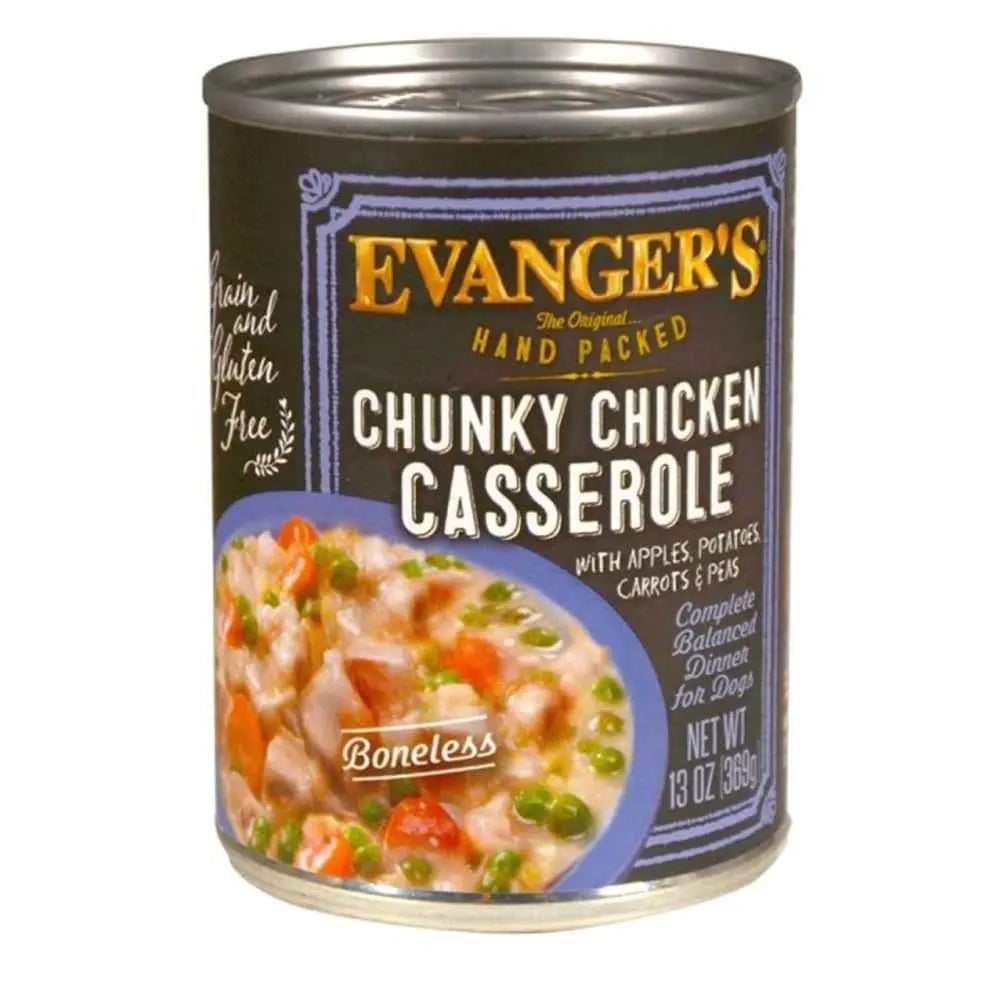 Evanger's Premium Hand - Packed Canned Dog Food: Chunky Chicken Casserole, 12 Cans of 12 Ounces Each