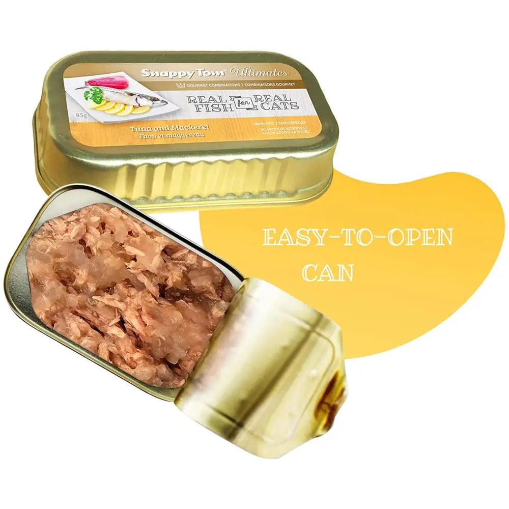 Snappy Tom Ultimates: 12-Pack 3oz Canned Fresh Tuna & Mackerel Cat Food