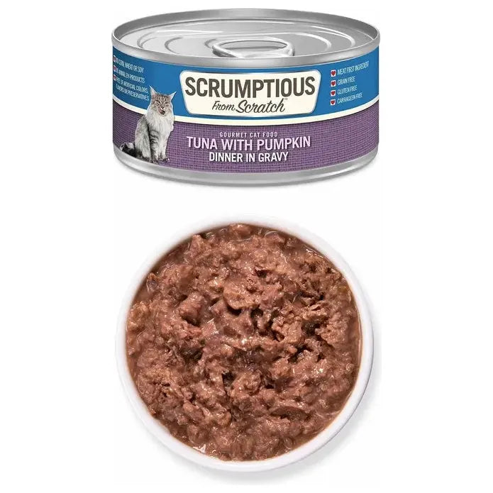 Delectable Handmade Tuna and Pumpkin Dinner in Gravy Packaged Wet Cat Food - 12 Cans of 2.8 oz Each