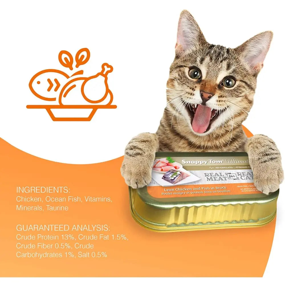 Snappy Tom Ultimates 3oz Canned Lean Chicken and Fish in Broth Cat Food (Pack of 12)