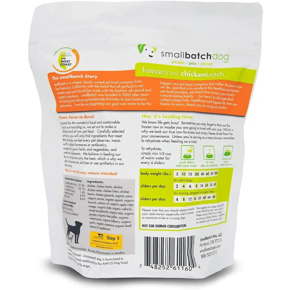 Smallbatch Pets Premium Freeze-Dried Chicken Sliders Raw Dog Food Diet