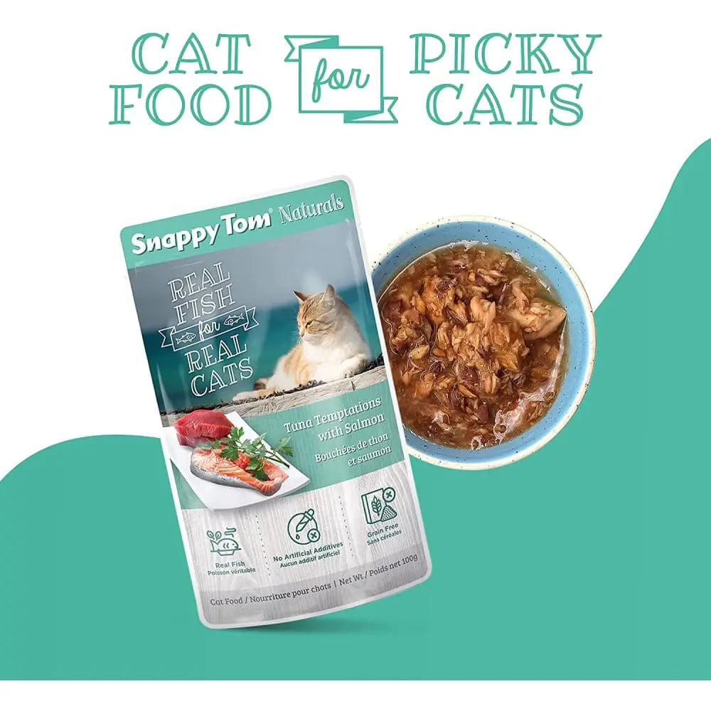 Snappy Tom Naturals Wet Cat Food: Tuna and Salmon Temptations