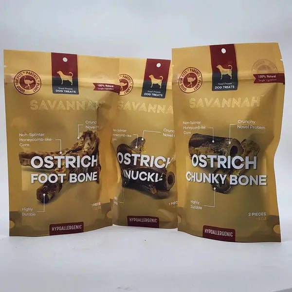 Savannah Allergen - Free Long - lasting Natural Ostrich Chunky Bones for Dogs