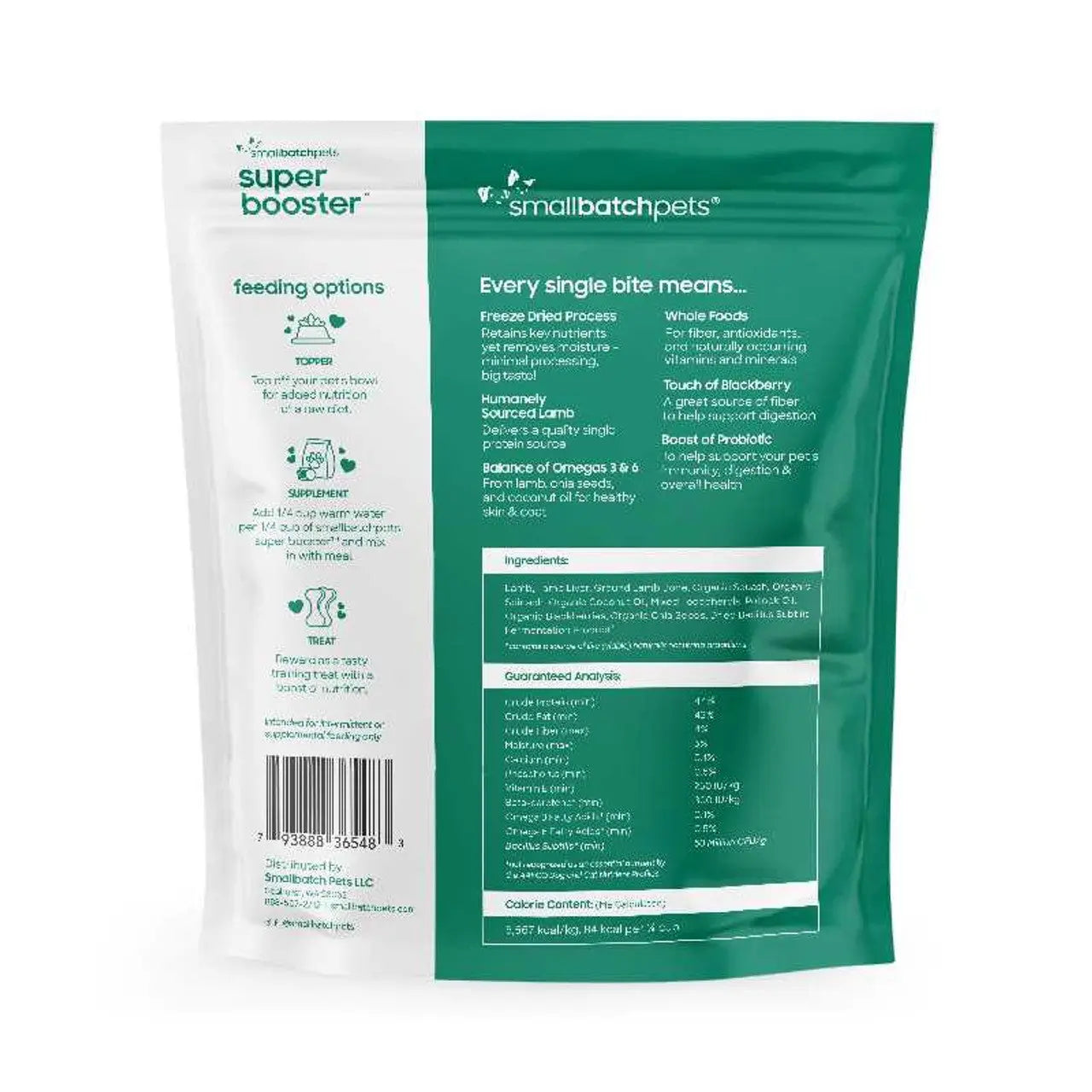 Smallbatch Super Booster Freeze - Dried Lamb Small Bites: Ideal Meal Topper and Treats for Dogs and Cats, 7 Ounces