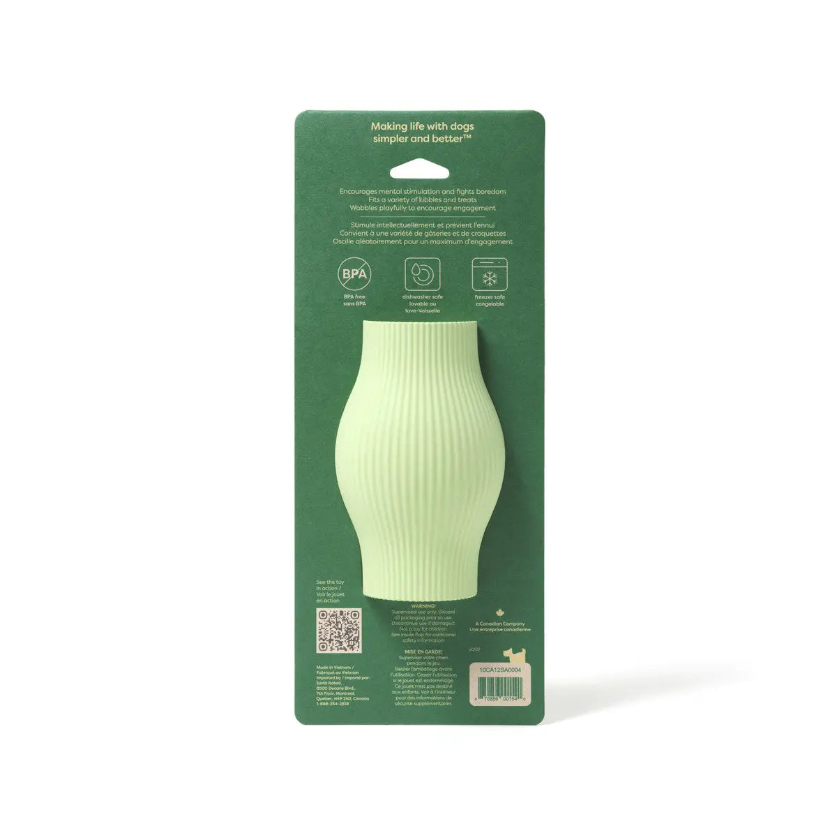 Earth Rated Green Rubber Interactive Treat Toy for Canines