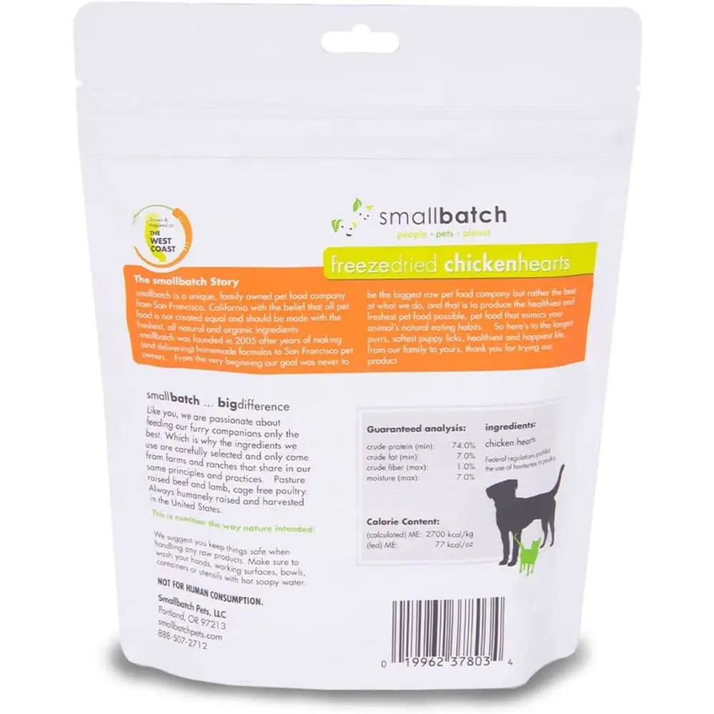 Smallbatch Pets 3.5 oz Premium Freeze-Dried Chicken Heart Treats for Dogs and Cats