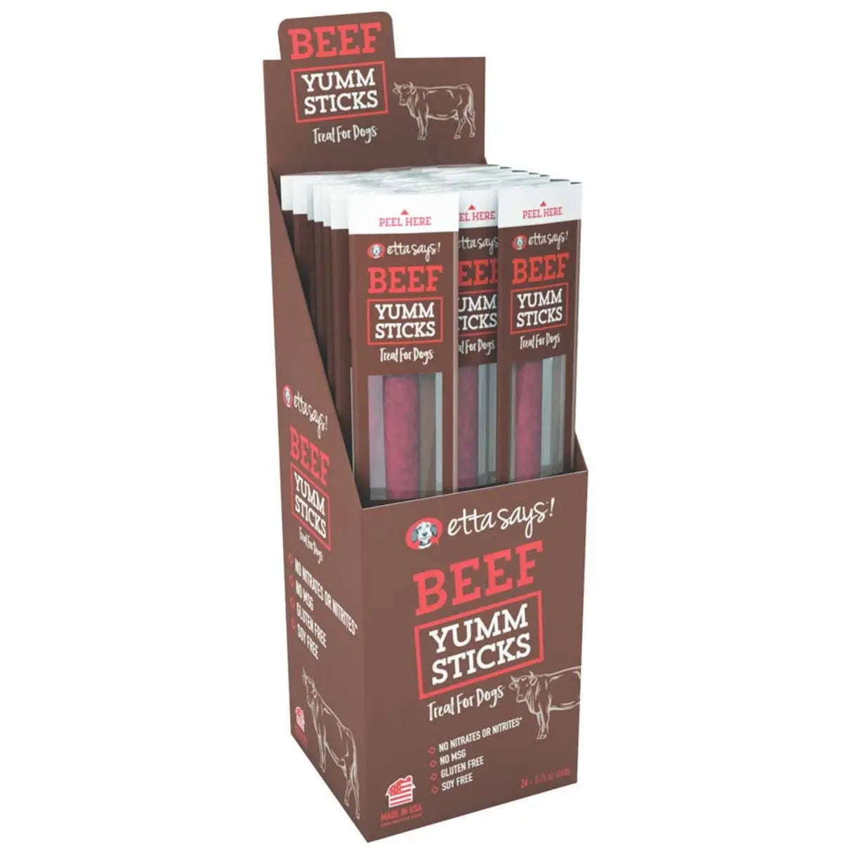 Etta Says! Delicious Beef Yumm Sticks - Premium Dog Treats, Pack of 24