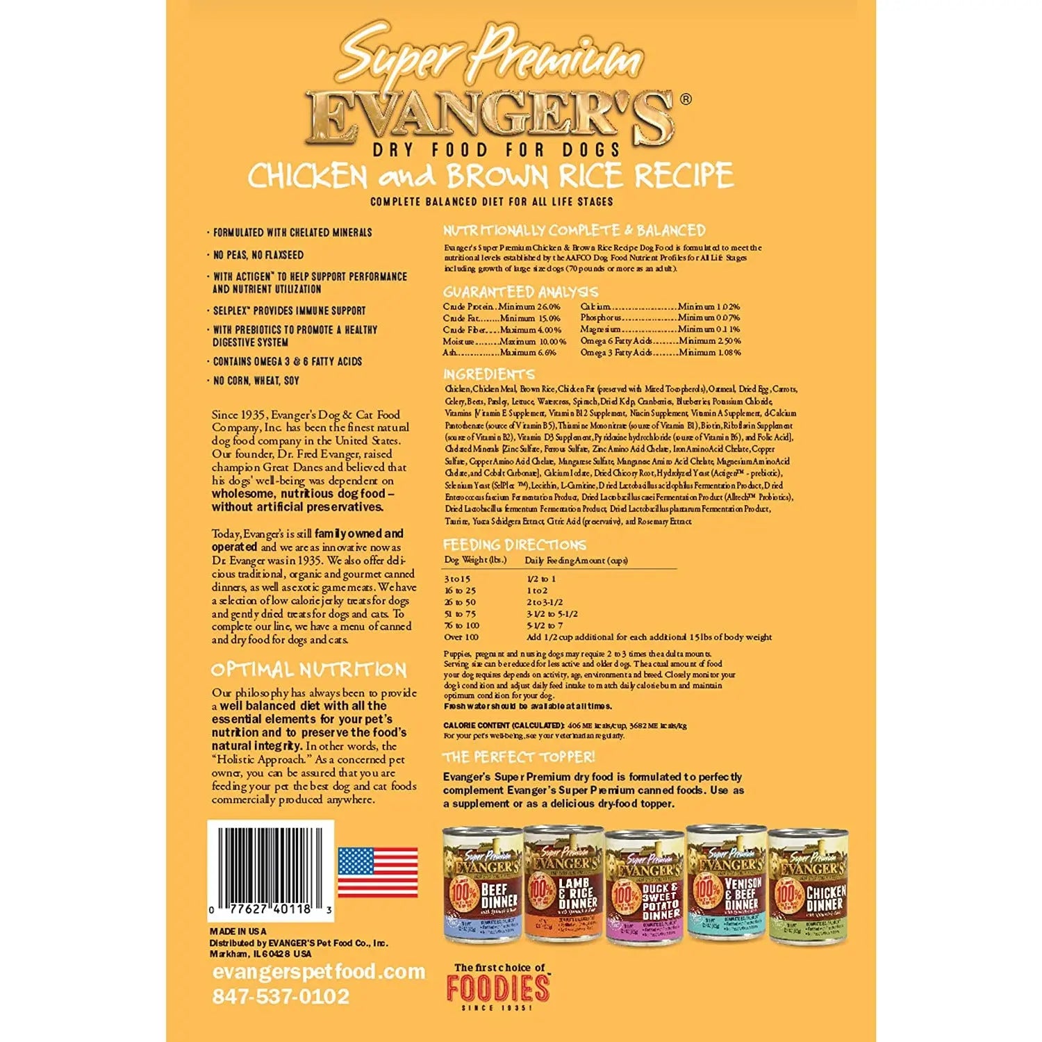Evanger's Ultra - Premium Dry Dog Food with Chicken and Brown Rice for Canine Nutrition