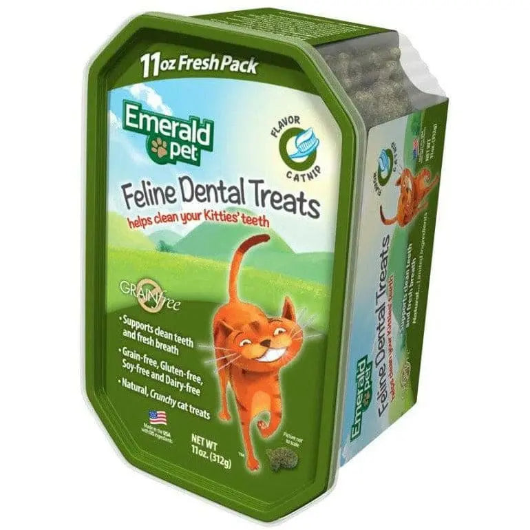 Emerald Pet Premium Feline Cat Dental Treats with Delightful Catnip Flavor