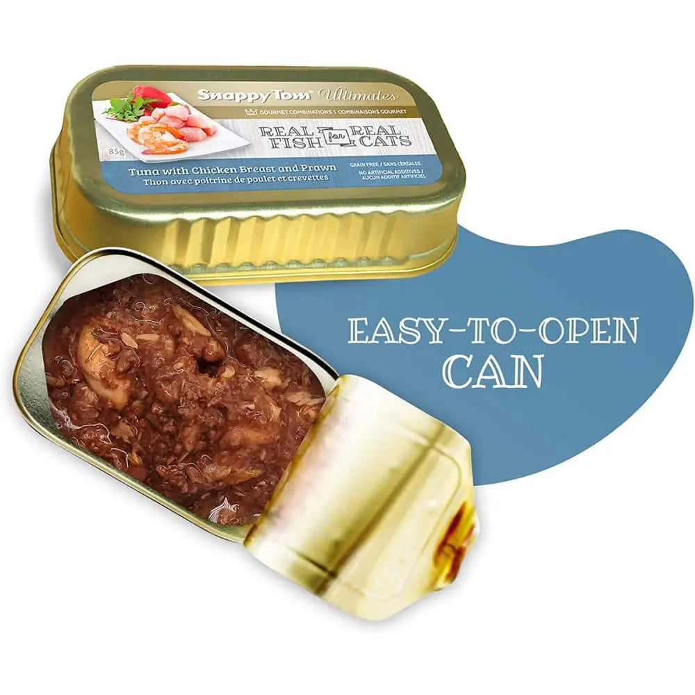 Snappy Tom Ultimates: Fresh Tuna, Chicken Breast & Prawn Canned Cat Food (12 x 3oz)