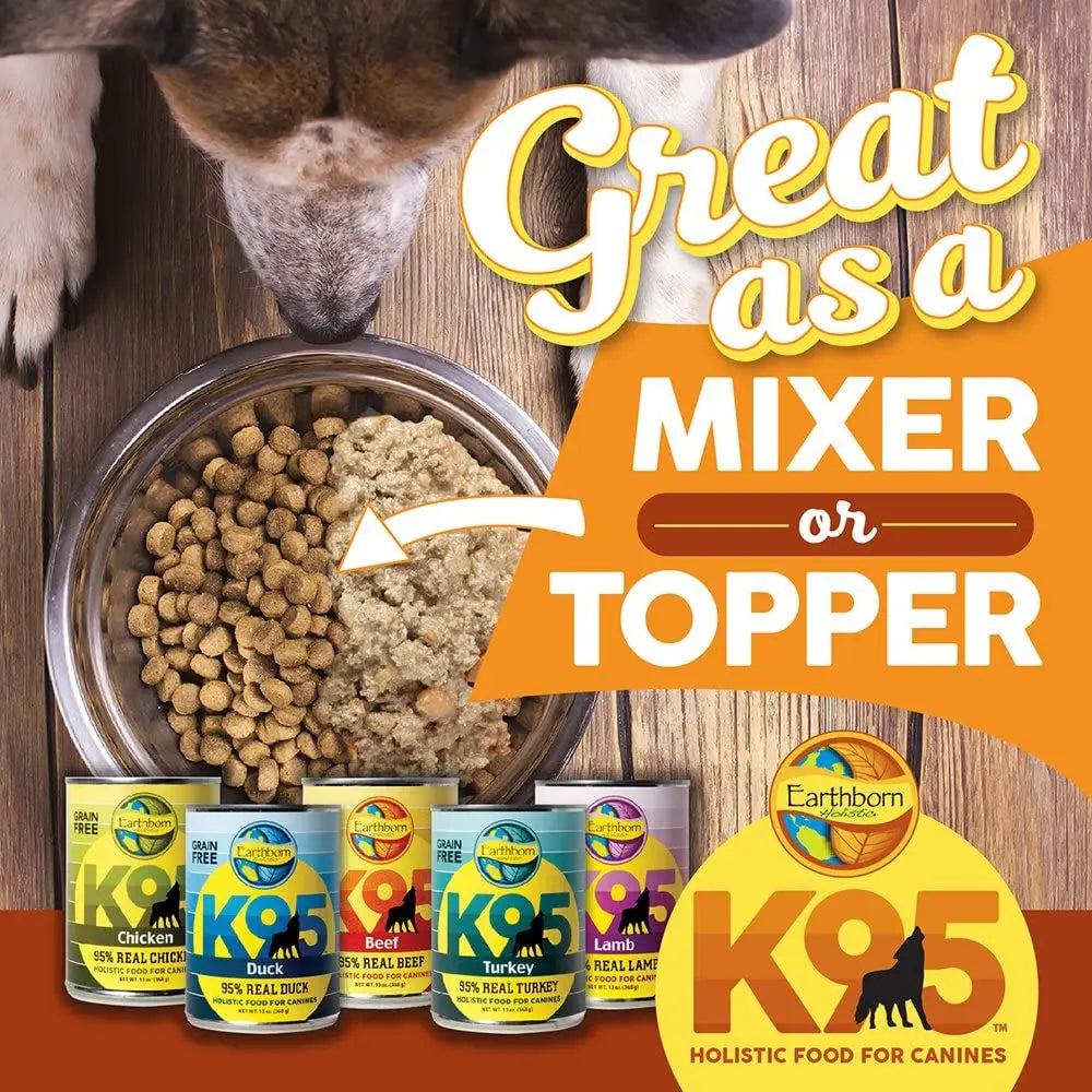 Earthborn Holistic Grain-Free K95 Single Meat Protein Canned Wet Dog Food, Pack of 12 with 13-Ounce Cans