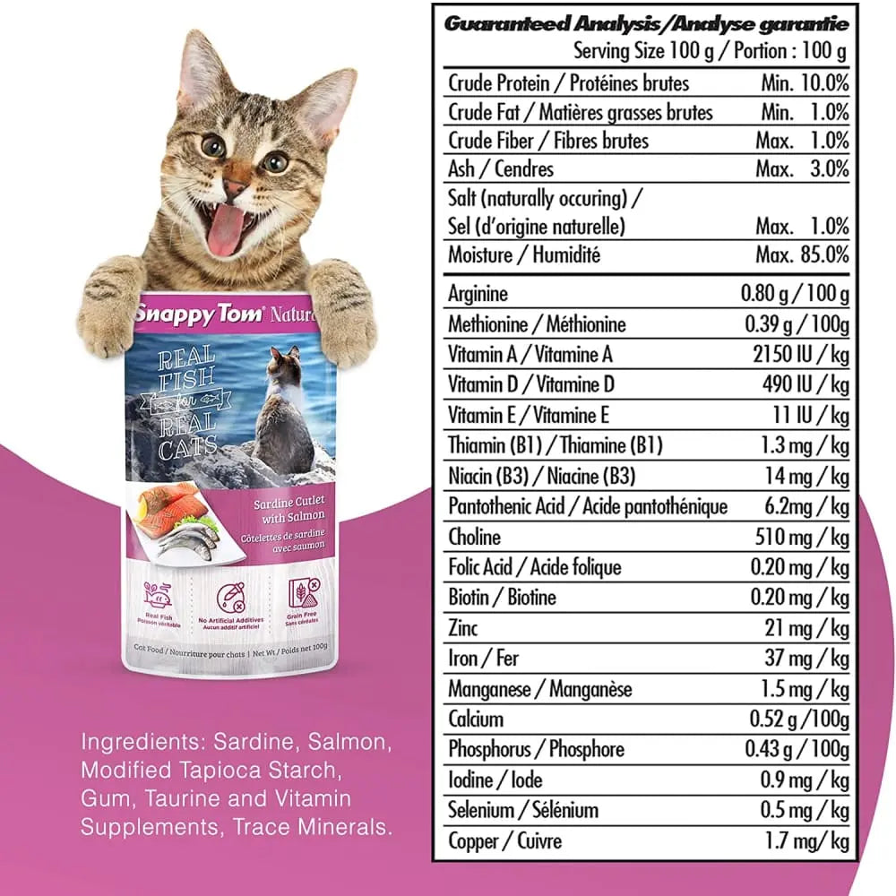 Snappy Tom Naturals Wet Cat Food: Sardine Cutlet with Salmon Delight