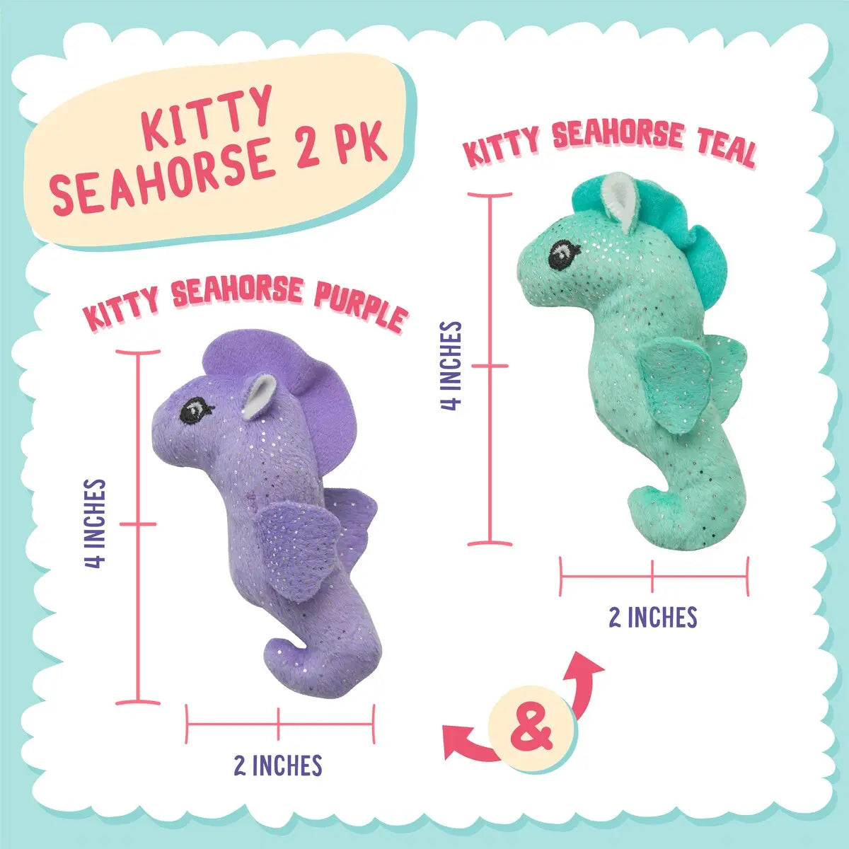 SnugArooz 4-Inch Kitty Seahorse Catnip-Infused Cat Toy Set of 2