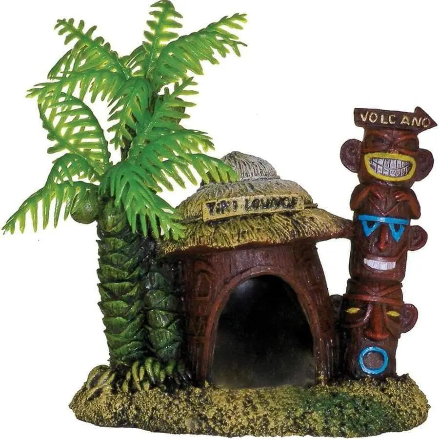 Exotic Aquarium Decor - Betta Fish Hut Featuring a Palm Tree