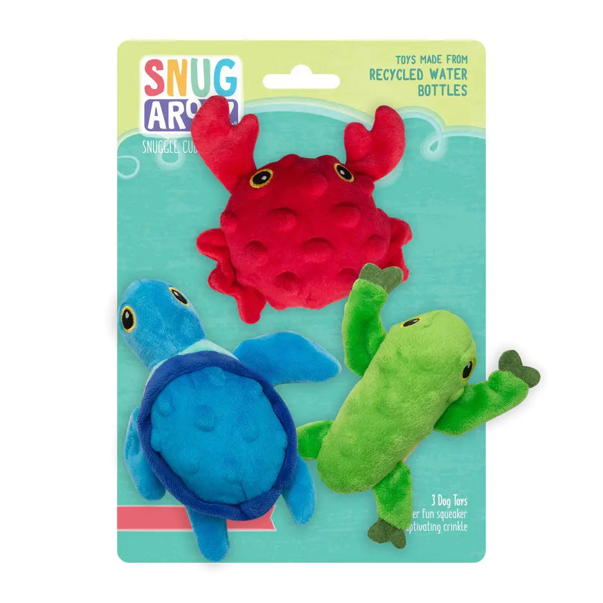 SnugArooz 3-Pack Durable & Eco-Friendly Lil Ocean Buddies Plush Dog Toys