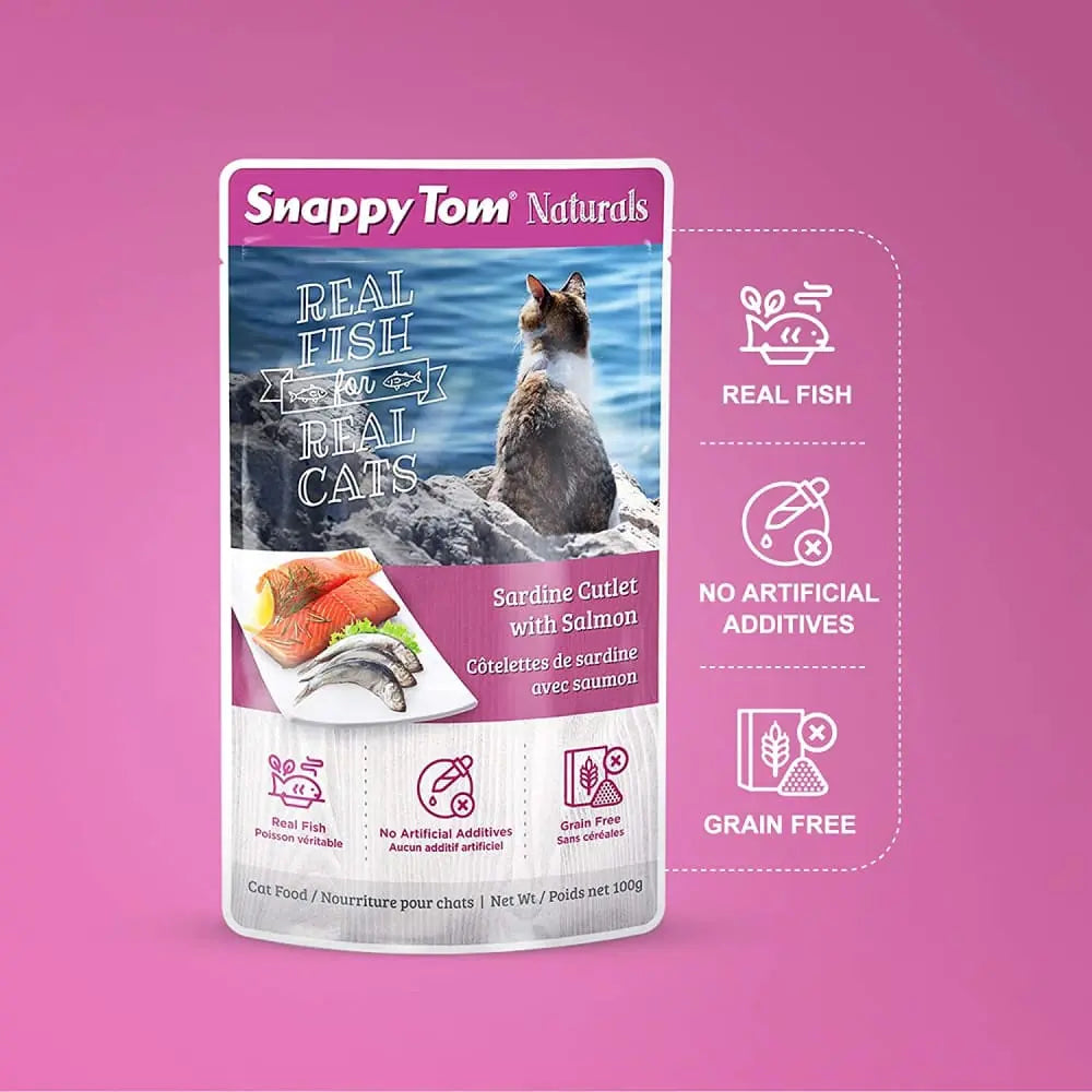 Snappy Tom Naturals Wet Cat Food: Sardine Cutlet with Salmon Delight