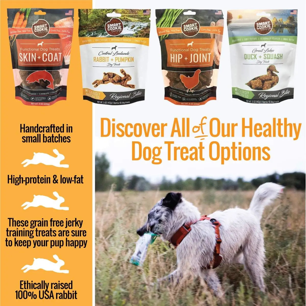 Smart Cookie All - Natural Hypoallergenic and Healthy Rabbit Jerky Dog Treats for Training and Snacking