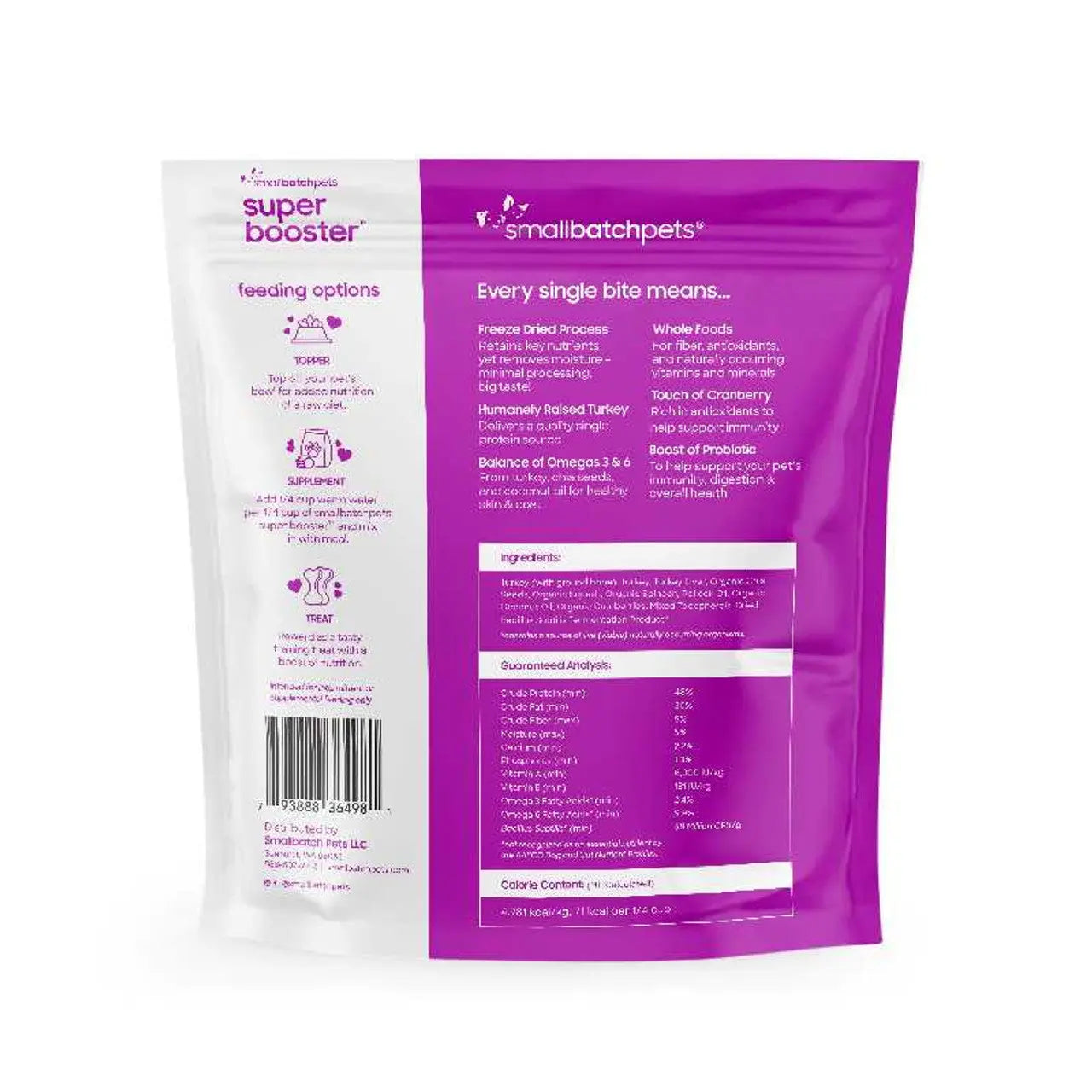 Smallbatch Super Booster Freeze - Dried Turkey Small Bites: Premium Meal Topper and Treats for Dogs and Cats, 18 Ounces