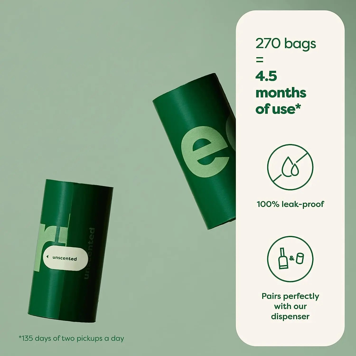 Earth Rated Refill Rolls of Dog Poop Bags with 120-Count Quantity