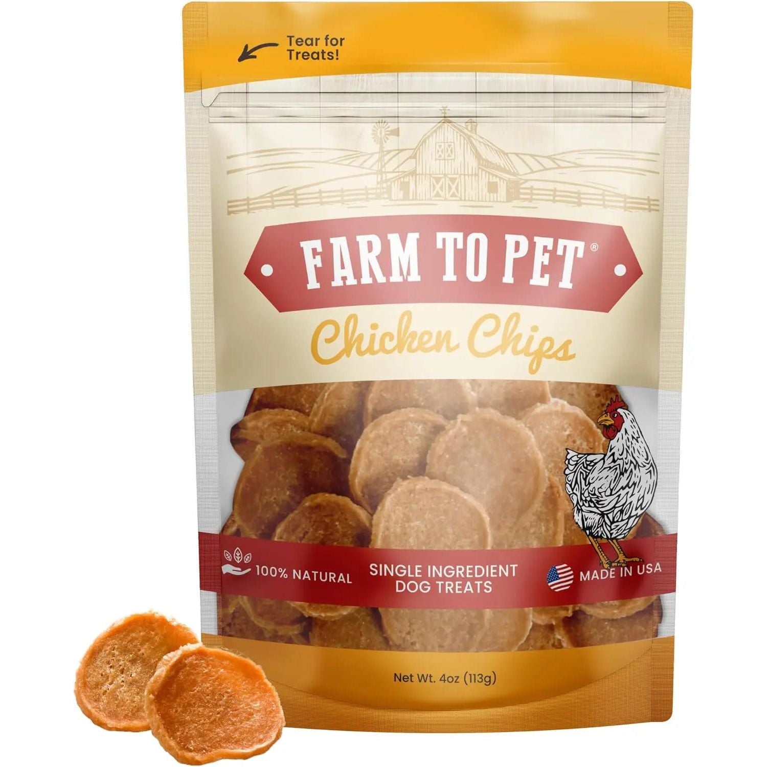 Farm To Pet Single Ingredient Healthy Chicken Chips Dog Treats - Ideal Snack for Canine Companions