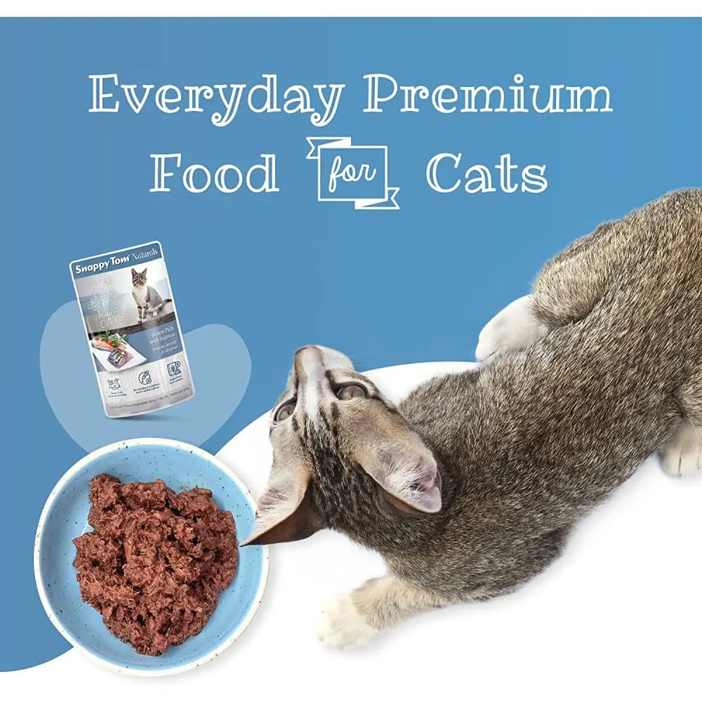 Snappy Tom Naturals Premium Ocean Fish & Salmon Wet Cat Food - 12 Pouches of 3.5oz