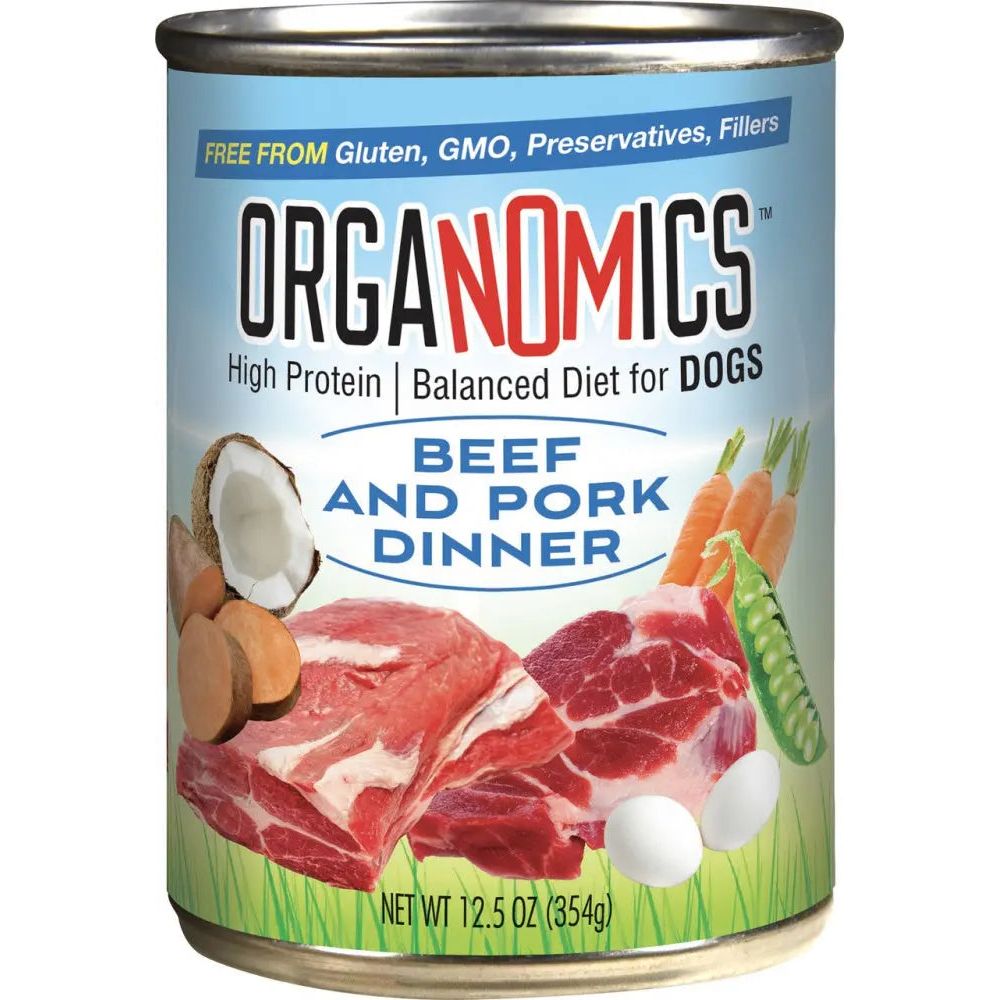 Evanger's OrgaNOMics Grain-Free Pate Wet Dog Food with Premium Beef and Pork - 12 Cans, 12.5 oz Each