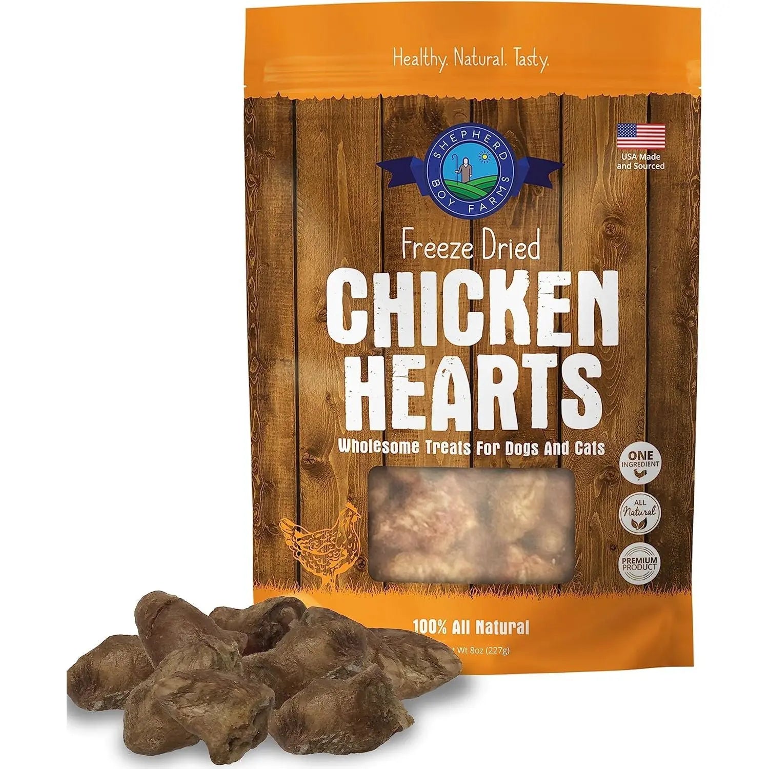 Shepherd Boy Farms Premium Freeze - Dried American Chicken Heart Dog Snacks