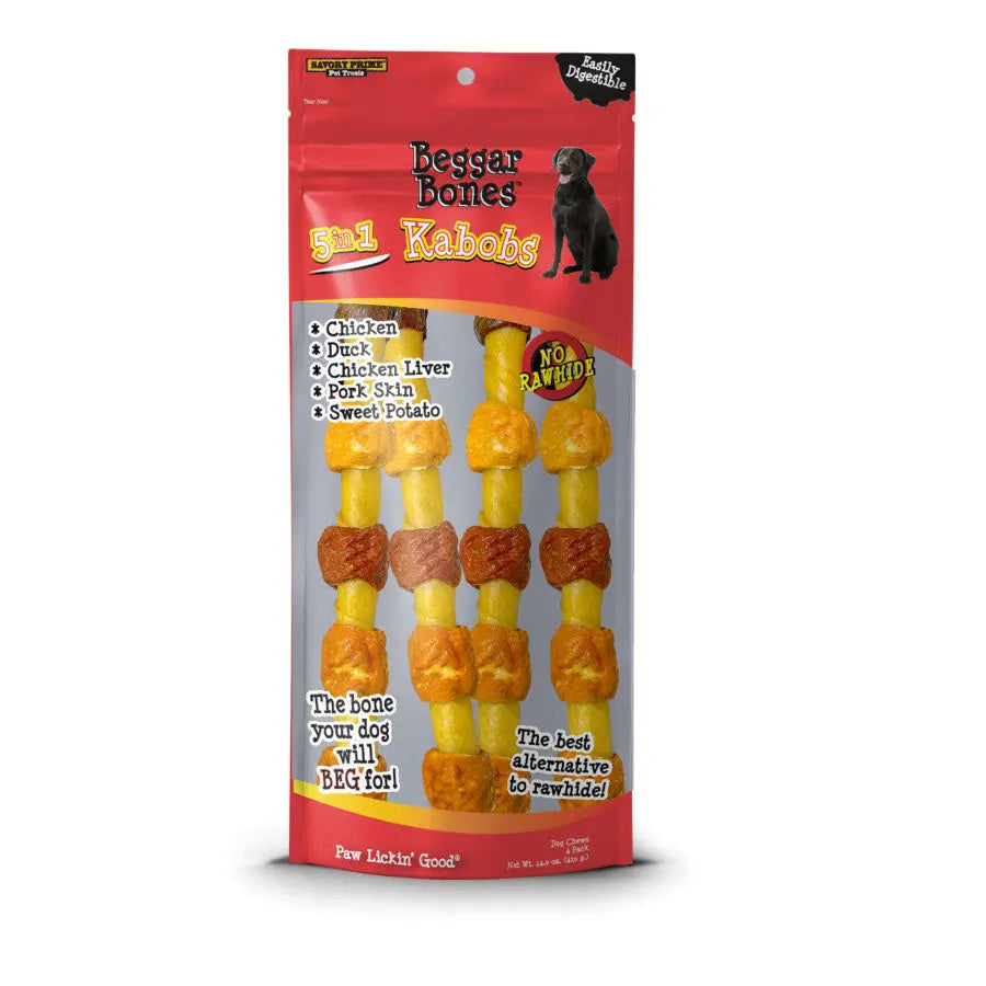 Savory Prime Premium 5 in 1 Kabobs Dog Treats Made with Beggar Bone Flavor