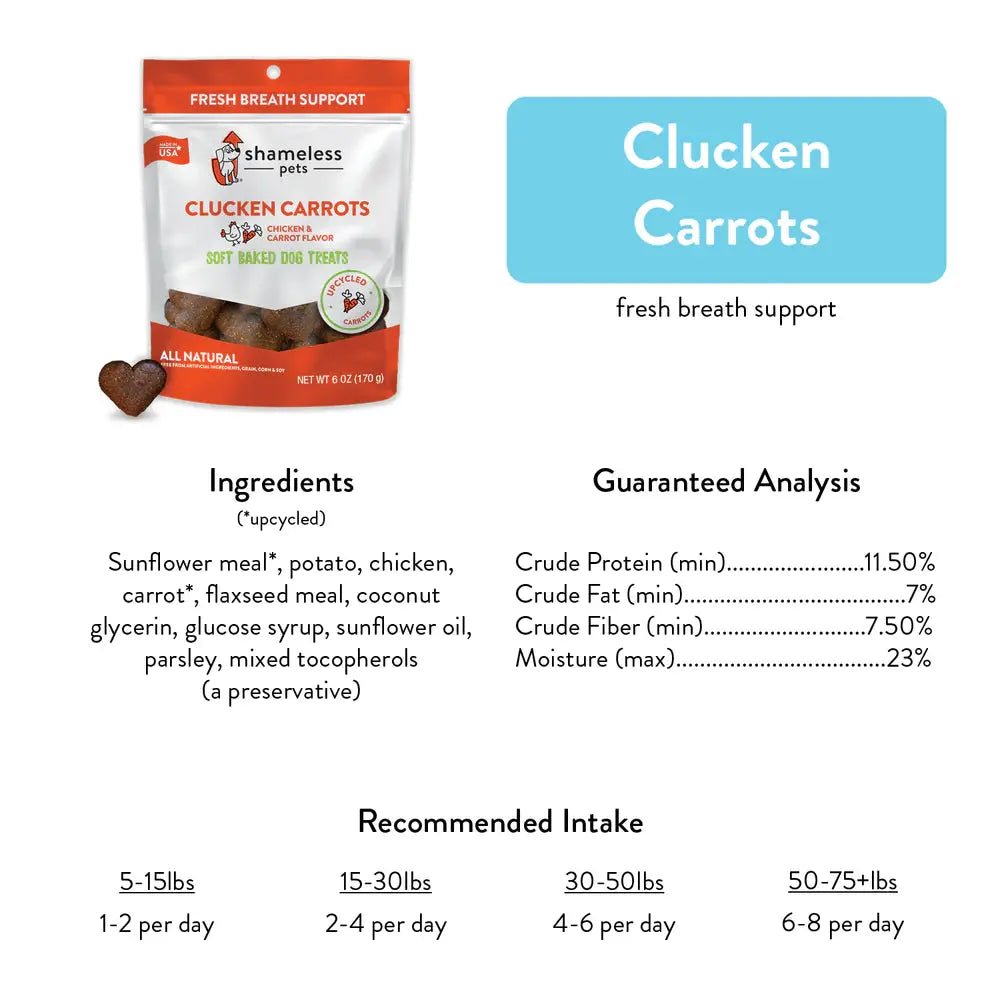 Shameless Pets All - Natural Soft - Baked Clucken Carrots Dog Treats