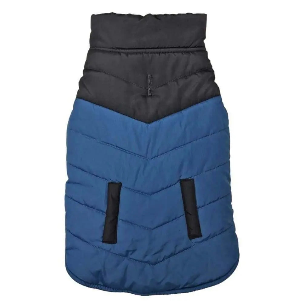 Reversible Blue Fashionable Color - Block Puffer Jacket for Pets